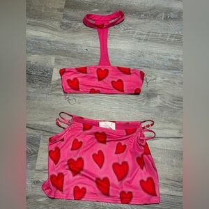 New Pink x Dolls Kill Pink and Red Heart Set